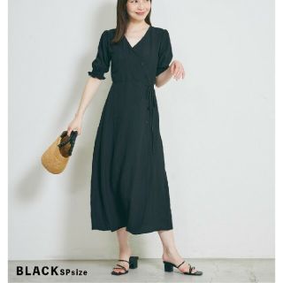 ザラ(ZARA)のベースメントオンライン　カシュクールワンピース　ブラック　SP(ロングワンピース/マキシワンピース)