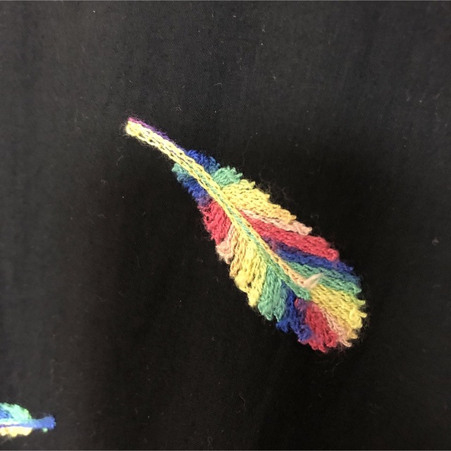 フェザー刺繍 羽柄 コットン 綿 ロングドレス ワンピース レディースのワンピース(ロングワンピース/マキシワンピース)の商品写真