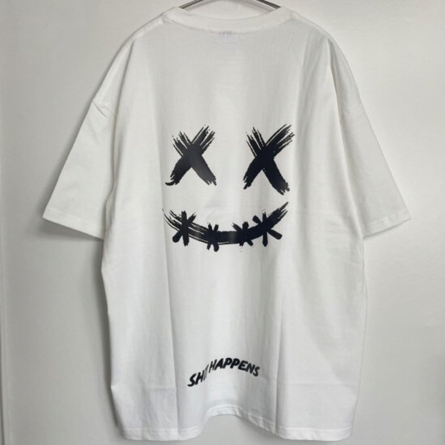 メンズ バックプリント XX ニコちゃん半袖 Tシャツ 韓国 ホワイト 白 メンズのトップス(Tシャツ/カットソー(半袖/袖なし))の商品写真