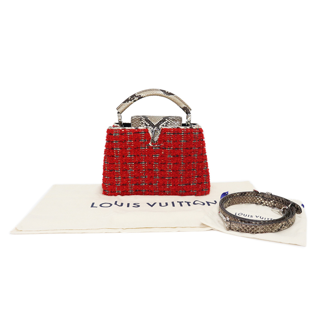 ルイ・ヴィトン LOUIS VUITTON カプシーヌBB レッド パイソン/ツイード レディース ハンドバッグ