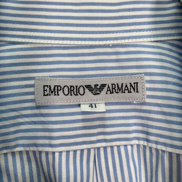 【希少】EMPORIO ARMANI 長袖 ストライプシャツ ワンポイント 刺繍 7