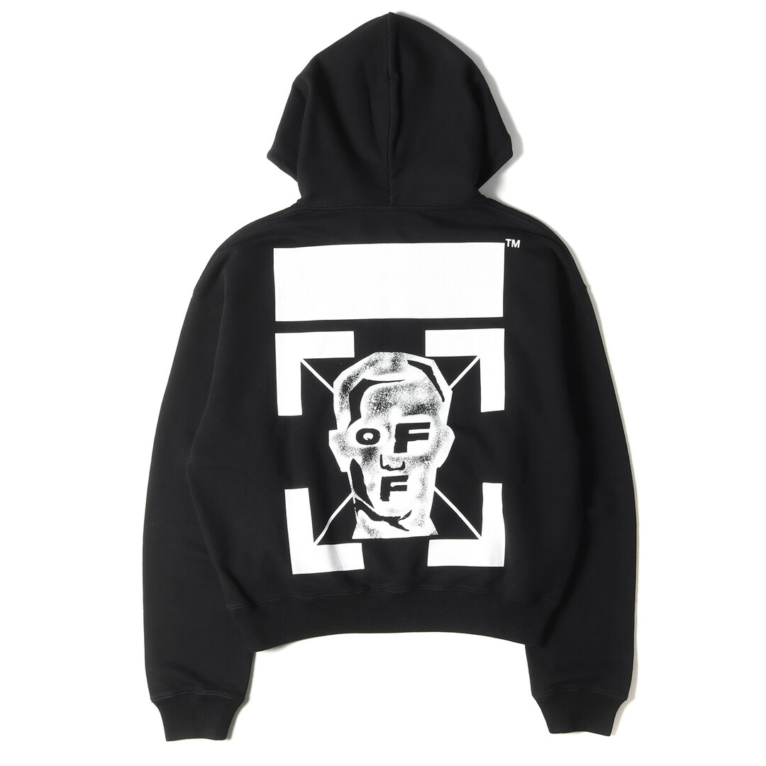 OFF-WHITE オフホワイト パーカー サイズ:Mサイズ フェイスアロー オーバーサイズ スウェット MASKED FACE OVER HOODIE 20AW ブラック トップス カットソー カジュアル ストリート【メンズ】【美品】