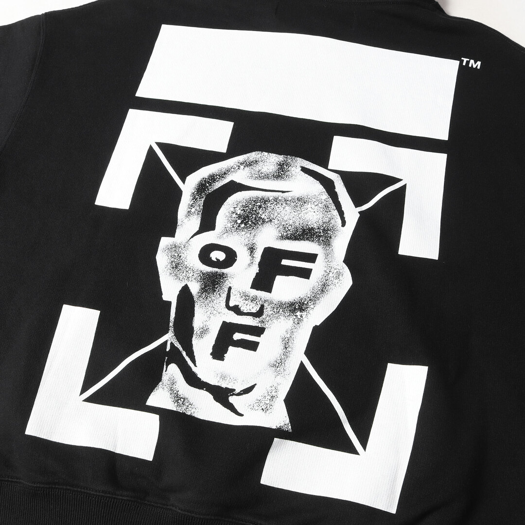 OFF-WHITE オフホワイト パーカー サイズ:Mサイズ フェイスアロー オーバーサイズ スウェット MASKED FACE OVER HOODIE 20AW ブラック トップス カットソー カジュアル ストリート【メンズ】【美品】