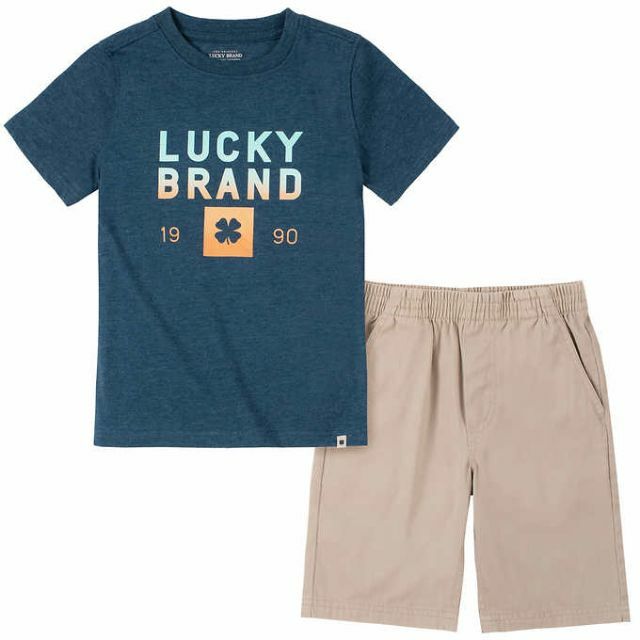 Lucky Brand(ラッキーブランド)の新品 120 ★ コストコ ラッキーブランド 上下 セット セットアップ NK キッズ/ベビー/マタニティのキッズ服男の子用(90cm~)(Tシャツ/カットソー)の商品写真