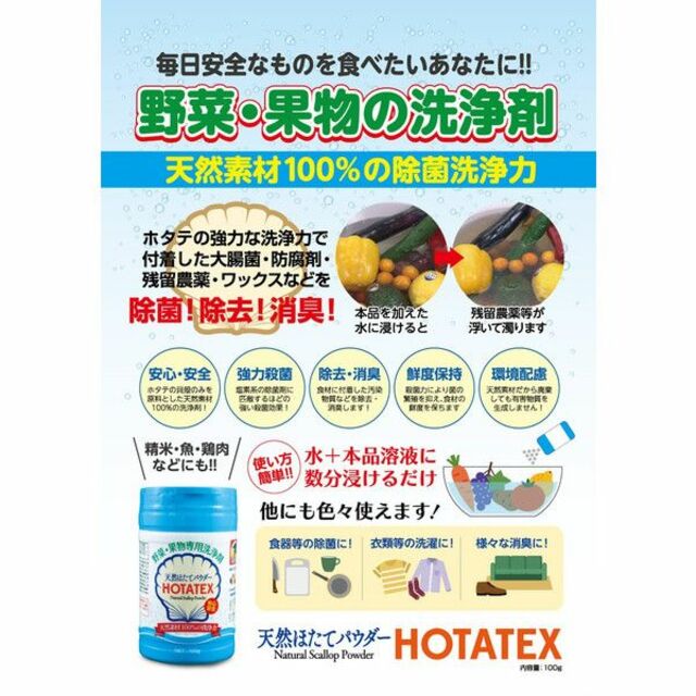 【10個】ホタテの力 ホタテックス 野菜果物専用洗浄剤 掃除 洗濯 消臭 除菌