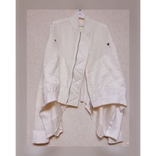 サカイ(sacai)のSacai サカイ『✰美品』《MA-1ブルゾン》ニット　ドッキング　白　綺麗(ブルゾン)