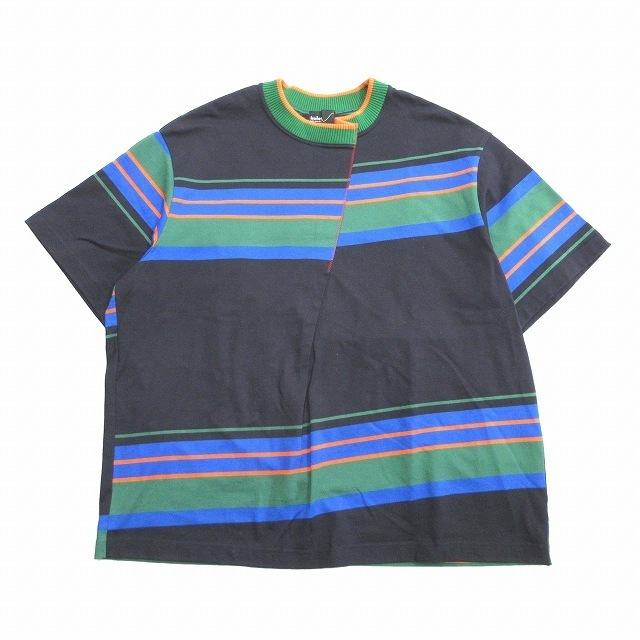 70cm袖丈極美品 23SS カラー kolor コットン ビッグ ボーダー Tシャツ 2