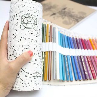 48色鉛筆　星座　ペンケース付　油性　子供　ペンケース　キャンパス　収納ケース(色鉛筆)