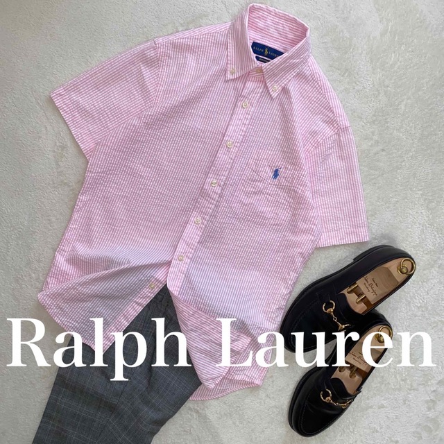 POLO RALPH LAUREN(ポロラルフローレン)のRalph Lauren  シアサッカー　使用感のない美品　S位　涼感　速乾 メンズのトップス(シャツ)の商品写真