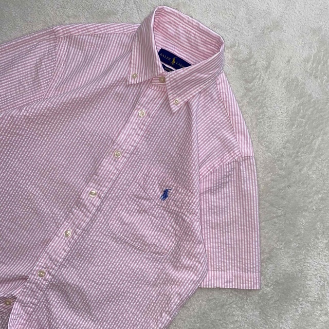 POLO RALPH LAUREN(ポロラルフローレン)のRalph Lauren  シアサッカー　使用感のない美品　S位　涼感　速乾 メンズのトップス(シャツ)の商品写真