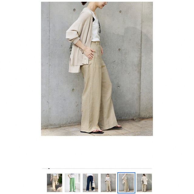 SLOBE IENA(スローブイエナ)のslobeiena European linen ストレートパンツ　36サイズ　 レディースのパンツ(カジュアルパンツ)の商品写真