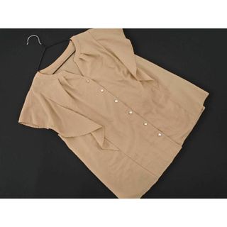 グローブ(grove)のgrove グローブ フリルスリーブ ブラウス シャツ sizeS/ベージュ ■◆ レディース(シャツ/ブラウス(半袖/袖なし))