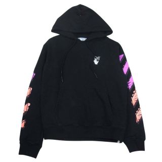 オフホワイト(OFF-WHITE)のOFF-WHITE オフホワイト OMBB034R21FLE003 MARKER SLIM HOODIE マーカー スリム フーディ ロゴ プリント プルオーバー パーカー ブラック系 L【中古】(パーカー)