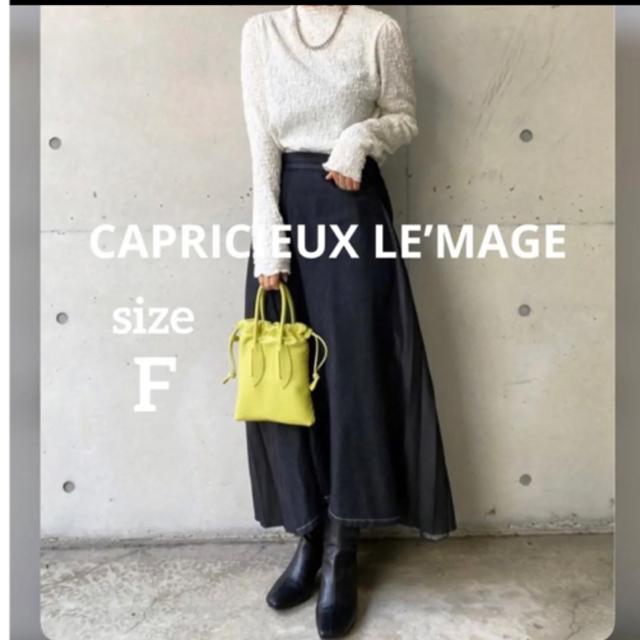 CAPRICIEUX LE'MAGE(カプリシューレマージュ)の【美品】カプリシューレマージュ プリーツ切替え  デニムスカート Free レディースのスカート(ロングスカート)の商品写真