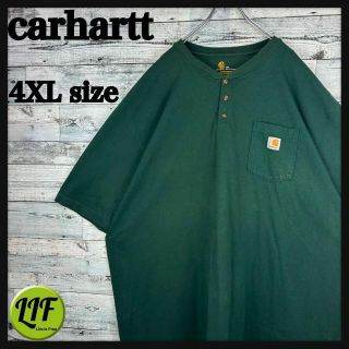 カーハート(carhartt)の【希少】カーハート ロゴタグ 胸ポケット 半袖 ヘンリーネックTシャツ グリーン(Tシャツ/カットソー(半袖/袖なし))