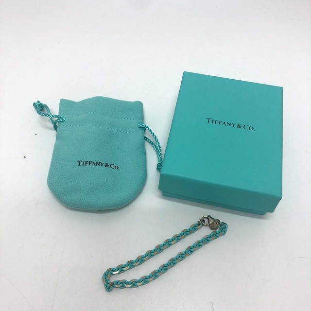 【美品】TIFFANY&Co. ハート オニキス ブレスレット AG925