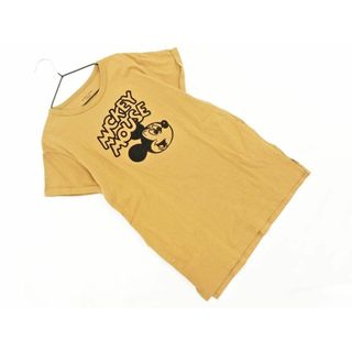 グローバルワーク(GLOBAL WORK)のGLOBAL WORK グローバルワーク ミッキーマウス フロッキープリント Tシャツ sizeM/キャメル ■◆ レディース(Tシャツ(半袖/袖なし))