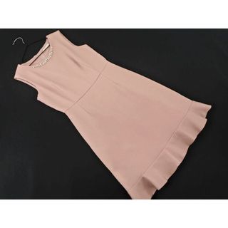 アベニールエトワール(Aveniretoile)のAveniretoile アベニールエトワール ウール混 フリル ビジュー Aライン ワンピース size34/ピンク ■◆ レディース(ミニワンピース)