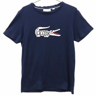 ラコステ(LACOSTE)のラコステ ロゴ 半袖 Tシャツ XS ネイビー LACOSTE クルーネック レギュラーフィット レディース 【中古】  【230531】 メール便可(Tシャツ(半袖/袖なし))