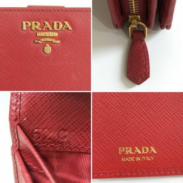 プラダ サフィアーノ 1ML225 PEONIA PRADA　財布　レッド　赤