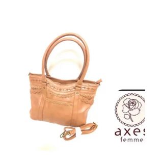 アクシーズファム(axes femme)のaxes femmeアクシーズファム未使用2wayショルダーバッグ薔薇レース茶(トートバッグ)