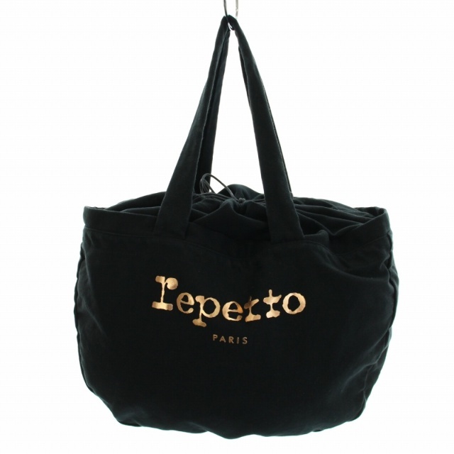 repetto(レペット)のレペット トートバッグ ボストン キャンバス ロゴ箔押し 黒 ピンクゴールド レディースのバッグ(トートバッグ)の商品写真