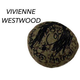 ヴィヴィアンウエストウッド(Vivienne Westwood)のヴィヴィアンウエストウッド【美品】《希少》レオパード柄 落書き ウール ベレー帽(ハンチング/ベレー帽)