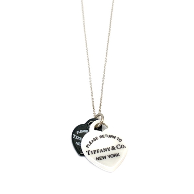 Tiffany & Co.(ティファニー)のTIFFANY&Co. リターントゥ ダブルハート プラスチック ホワイト×ブラック ネックレス SV925 レディースのアクセサリー(ネックレス)の商品写真