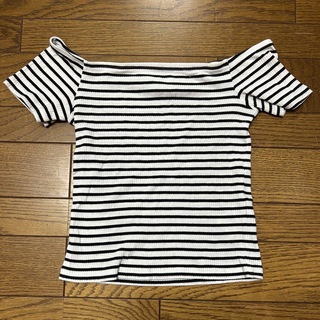 エイチアンドエム(H&M)のボーダー　Tシャツ　オフショル　(Tシャツ/カットソー(半袖/袖なし))