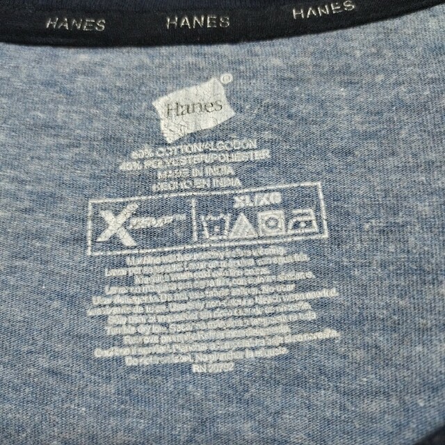 Hanes(ヘインズ)の90s ラグランTシャツ tシャツ リンガー XL スリーブ アメカジ ブルー メンズのトップス(Tシャツ/カットソー(半袖/袖なし))の商品写真