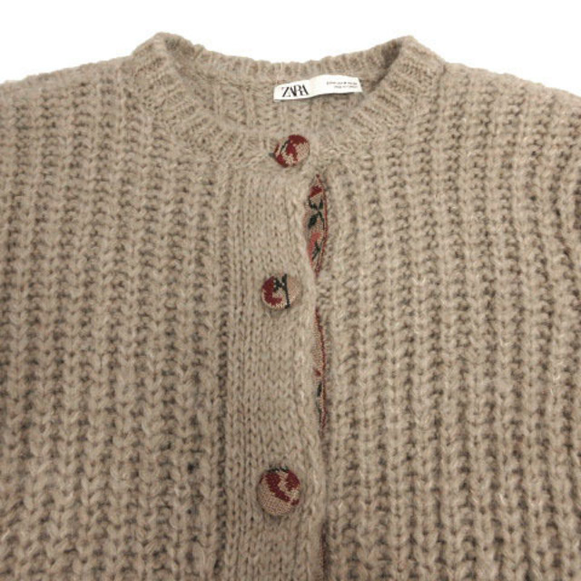 ZARA(ザラ)のZARA カーディガン ざっくり編み オーバーサイズシルエット ベージュ系 M レディースのトップス(カーディガン)の商品写真