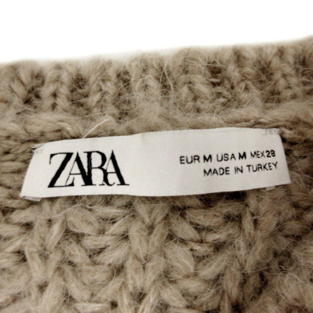 ZARA(ザラ)のZARA カーディガン ざっくり編み オーバーサイズシルエット ベージュ系 M レディースのトップス(カーディガン)の商品写真