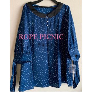 ロペピクニック(Rope' Picnic)の新品★ロペピクニック ROPE★袖リボン★ドット柄プルオーバーブラウス★トップス(シャツ/ブラウス(長袖/七分))