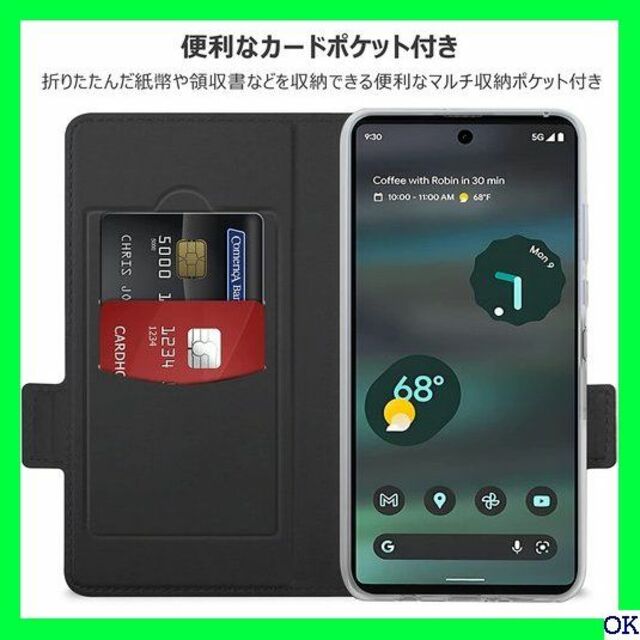 販売直販店 - 3 KUGI Google Pixel 6A ケース 手帳 ース ブラック 65