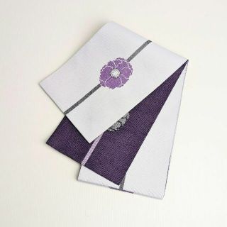 半幅帯 半巾帯 単衣 白 生成り 帯締め 帯留め風 400cm hobi58(着物)