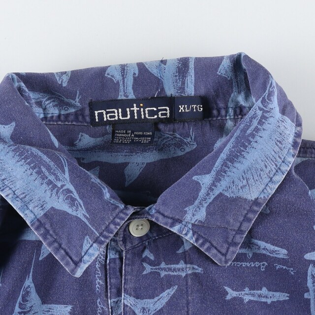 NAUTICA(ノーティカ)の古着 90年代 ノーティカ NAUTICA 魚柄 半袖 ポロシャツ メンズXL ヴィンテージ /eaa339129 メンズのトップス(ポロシャツ)の商品写真