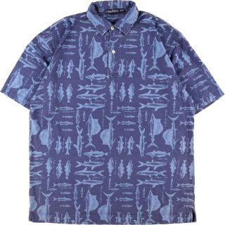 ノーティカ(NAUTICA)の古着 90年代 ノーティカ NAUTICA 魚柄 半袖 ポロシャツ メンズXL ヴィンテージ /eaa339129(ポロシャツ)