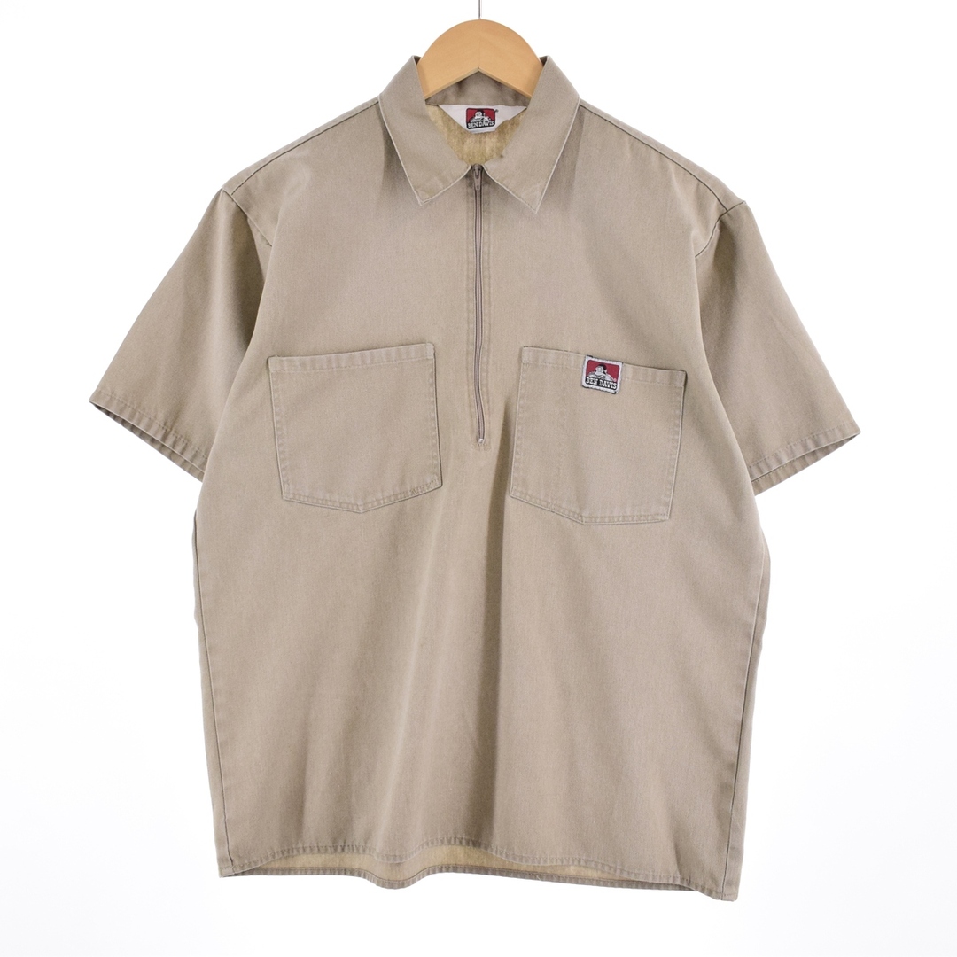 90年代 ベンデイビス BEN DAVIS ハーフジップ 半袖 ワークシャツ USA製 メンズM ヴィンテージ /eaa340978