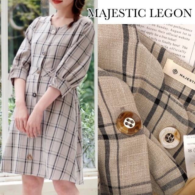 MAJESTIC LEGON(マジェスティックレゴン)のマジェスティックレゴン ボタン チェック ワンピース レディースのワンピース(ひざ丈ワンピース)の商品写真