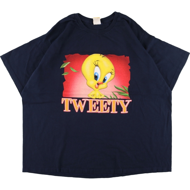 コットン100%色ビッグサイズ ルーニーテューンズ LOONEY TUNES TWEETY トゥイーティー 両面プリント キャラクタープリントTシャツ メンズXXXL /eaa340149