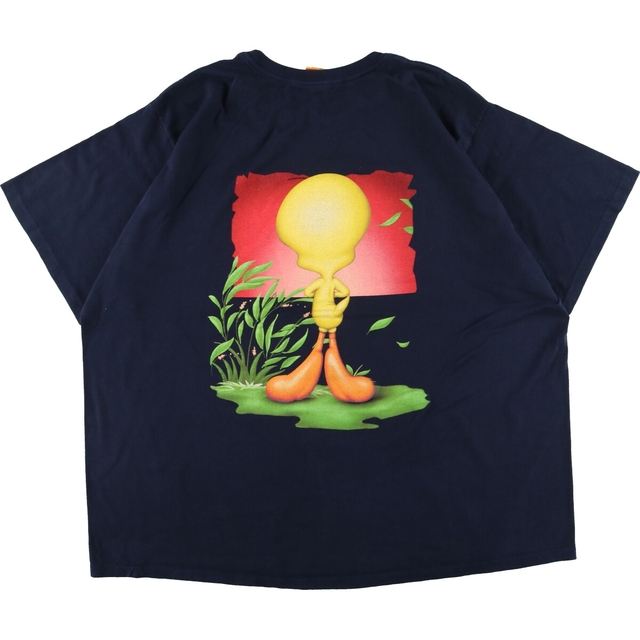 ビッグサイズ ルーニーテューンズ LOONEY TUNES TWEETY トゥイーティー 両面プリント キャラクタープリントTシャツ メンズXXXL /eaa340149