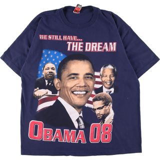 ALLIED BARACK OBAMA バラクオバマ ラメプリント 大判プリント プリントTシャツ メンズXL ヴィンテージ /eaa340841