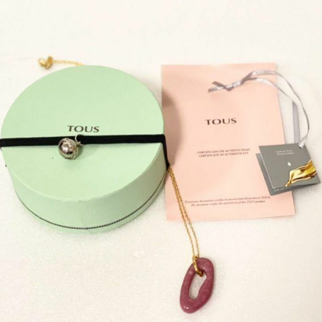 【新品】TOUS トウス 天然石 ネックレス VERMEIL ゴールド ピンク