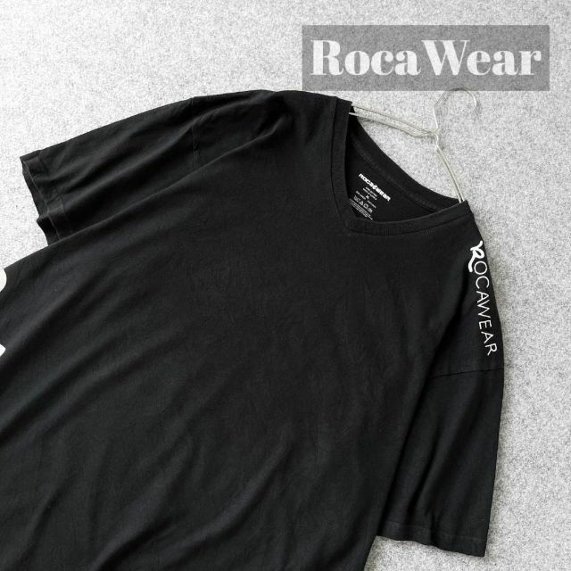 Rocawear(ロカウェア)の【RocaWear】ロカウェア ロゴ プリント Ｖネック ルーズ 黒Tシャツ L メンズのトップス(Tシャツ/カットソー(半袖/袖なし))の商品写真