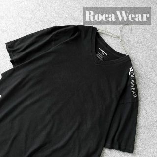 ロカウェア(Rocawear)の【RocaWear】ロカウェア ロゴ プリント Ｖネック ルーズ 黒Tシャツ L(Tシャツ/カットソー(半袖/袖なし))