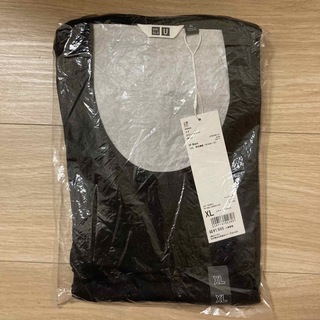 ユニクロ(UNIQLO)の【新品・タグ付き】ユニクロU  リブラウンドネックT XL ブラック 完売商品(Tシャツ(半袖/袖なし))