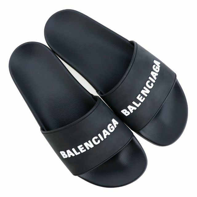 BALENCIAGA シャワーサンダル ブラック ブラック × ホワイト メンズ