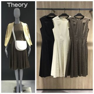 セオリー(theory)の極美品　定価36000円　Theory　上質リネンドレスワンピース(ひざ丈ワンピース)