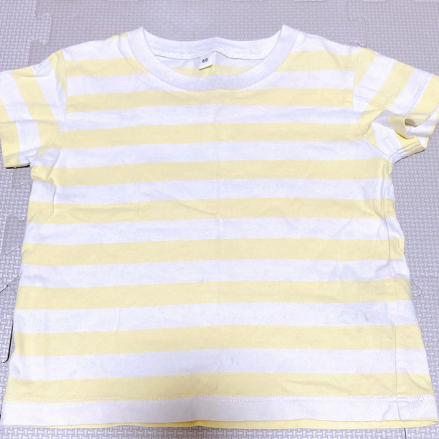 MUJI (無印良品) 子供用80サイズ半袖ボーダーTシャツ(黄白)の通販 by an's shop｜ムジルシリョウヒンならラクマ
