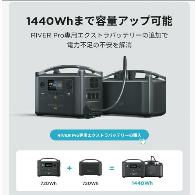 EcoFlow ポータブル電源 大容量 RIVER Pro720 インテリア/住まい/日用品の日用品/生活雑貨/旅行(防災関連グッズ)の商品写真